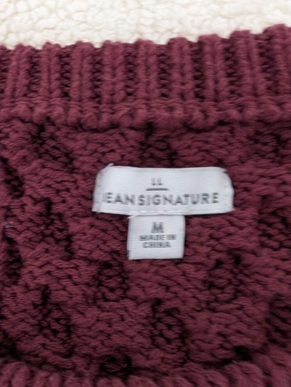 LL Bean Womens M Signature Fisherman Oversized Tunic Sweater Heavy Cotton EUC - Picture 8 of 11